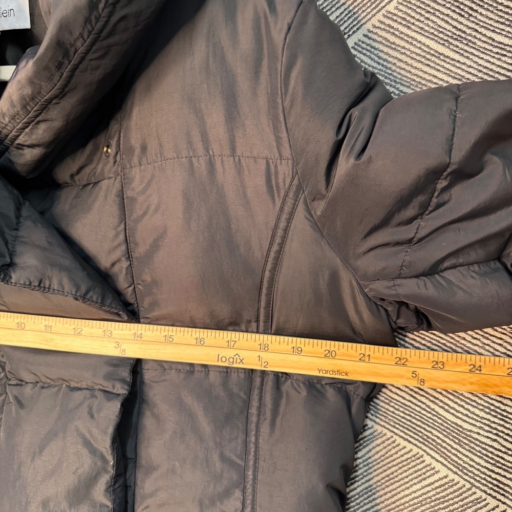 Calvin Klein Women Puffer Coat Oversize Shawl Collar - Black Sz L - Picture 7 of 7